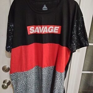 Bailey Apparel SAVAGE Short Sleeve Color Block Spell Out T Shirt